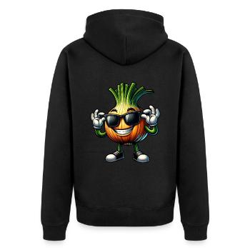 Cool onion with sunglasses comic style - Unisex Premium Organic Zip Hoodie - black - Back - Nico (187cm)