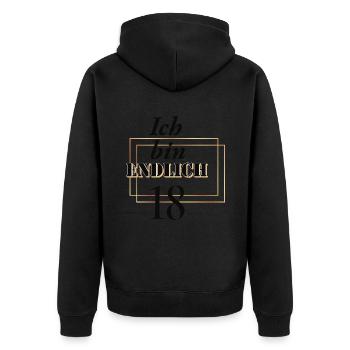 Ich bin endlich 18 - Unisex Premium Bio Zip Hoodie - Schwarz - Hinten - Nico (187cm)