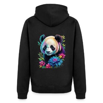 Panda - Unisex Premium Bio Zip Hoodie - Schwarz - Hinten - Nico (187cm)