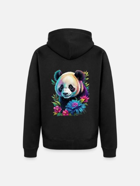 Panda - Veste à capuche bio Premium Unisexe - noir