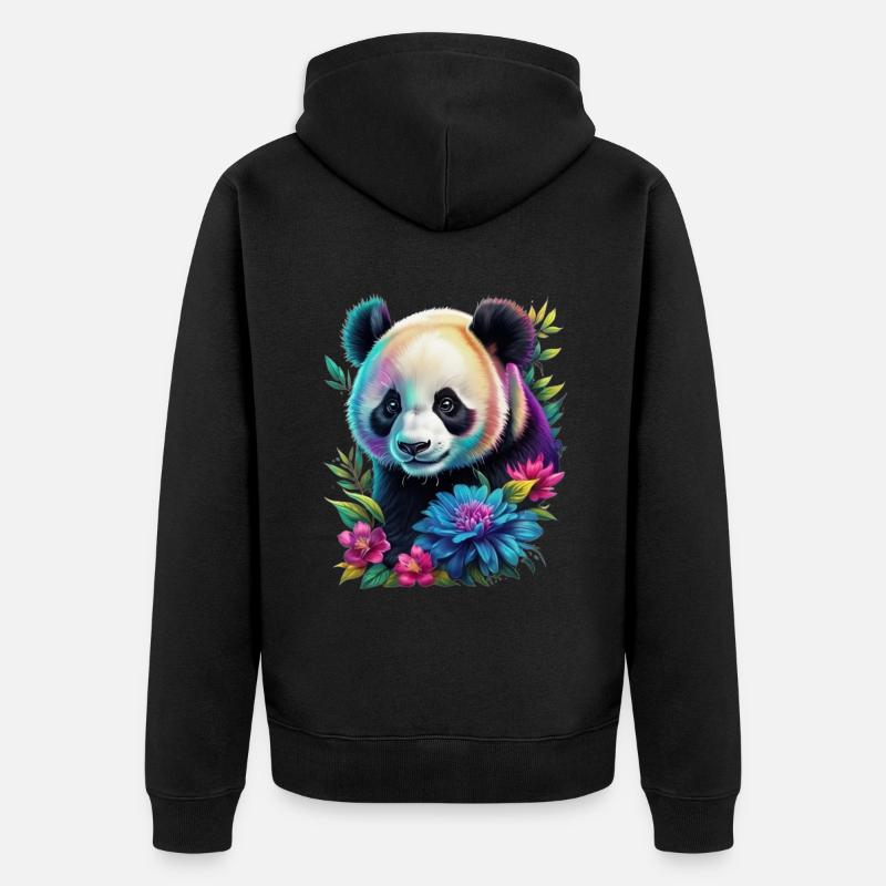 Panda - Veste à capuche bio Premium Unisexe - noir