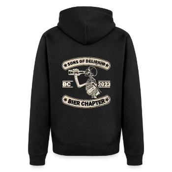 Sons of Delirium Bier Chapter - Bierliebhaber - Unisex Premium Bio Zip Hoodie - Schwarz - Hinten - Nico (187cm)