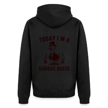 Lustiges Gänse-Zitat Heute bin ich eine ernsthafte Gans - Unisex Premium Bio Zip Hoodie - Schwarz - Hinten - Nico (187cm)