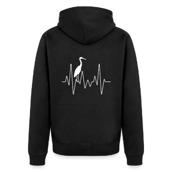 Electrocardiogramme rythme cardiaque cigogne - Veste à capuche bio Premium Unisexe - noir - Dos - Nico (187cm)