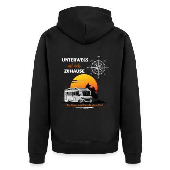 Camping Wohnmobil Spruch - Unisex Premium Bio Zip Hoodie - Schwarz - Hinten - Nico (187cm)