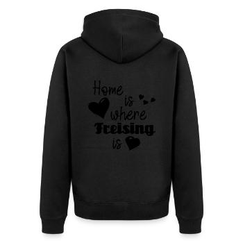 Zuhause in Freising - Home is where Freising is - Unisex Premium Bio Zip Hoodie - Schwarz - Hinten - Nico (187cm)