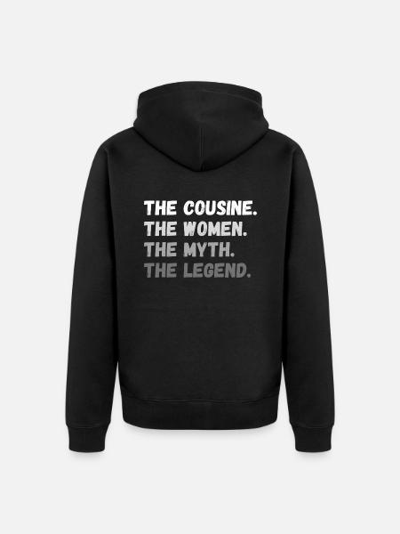 The Cousine. Die Frau. Der Mythos. Die Legende - Premium økologisk unisex-hættejakke - sort