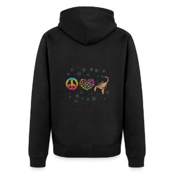 Scorpion - Unisex Premium Organic Zip Hoodie - black - Back - Nico (187cm)