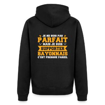 Homme Bayonnais Bayonne Rugbyman Rugby Humour - Veste à capuche bio Premium Unisexe - noir - Dos - Nico (187cm)