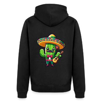 Cinco de Mayo Kaktus Mariachi Gitarrist - Unisex Premium Bio Zip Hoodie - Schwarz - Hinten - Nico (187cm)