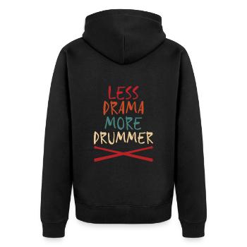 Less Drama More Drummer Drumsticks Cool Drummer - Unisex Premium Bio Zip Hoodie - Schwarz - Hinten - Nico (187cm)