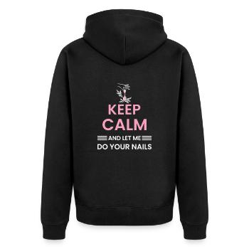 Reste calme et laisse-moi faire tes ongles - Veste à capuche bio Premium Unisexe - noir - Dos - Nico (187cm)