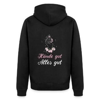Mains bonnes Tout va bien - Veste à capuche bio Premium Unisexe - noir - Dos - Nico (187cm)