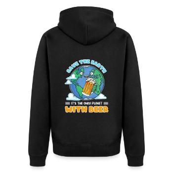 Save the earth its the only planet with beer - Unisex Premium Bio Zip Hoodie - Schwarz - Hinten - Nico (187cm)