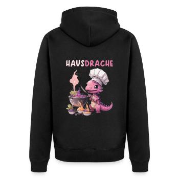 Hausdrache Hausdrachen Mutter Schwiegermama - Unisex Premium Bio Zip Hoodie - Schwarz - Hinten - Nico (187cm)