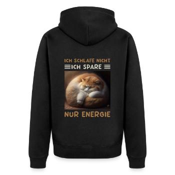 Ich Schlafe Nicht Ich Spare Energie Morgenmuffel - Unisex Premium Bio Zip Hoodie - Schwarz - Hinten - Nico (187cm)