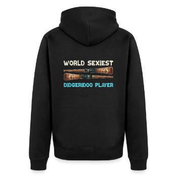 World Sexiest Didgeridoo Player - Unisex Premium Bio Zip Hoodie - Schwarz - Hinten - Nico (187cm)