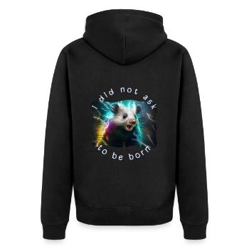 I Did Not Ask To Be Born - Unisex Premium Bio Zip Hoodie - Schwarz - Hinten - Nico (187cm)