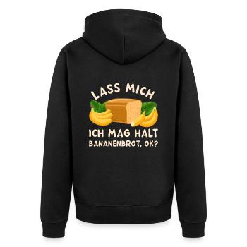 Ich mag Bananenbrot - Unisex Premium Bio Zip Hoodie - Schwarz - Hinten - Nico (187cm)
