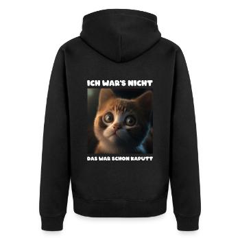 Ich War Das Nicht Das War Schon So - Unisex Premium Bio Zip Hoodie - Schwarz - Hinten - Nico (187cm)
