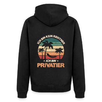 Ich bin Privatier - Unisex Premium Bio Zip Hoodie - Schwarz - Hinten - Nico (187cm)