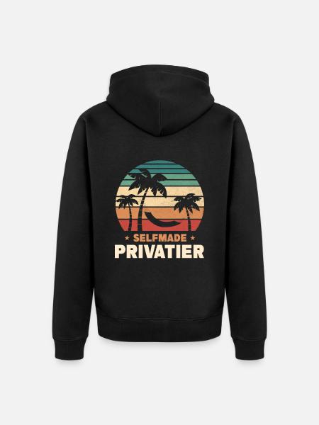 Selfmade Privatier - Unisex Premium Bio Zip Hoodie - Schwarz