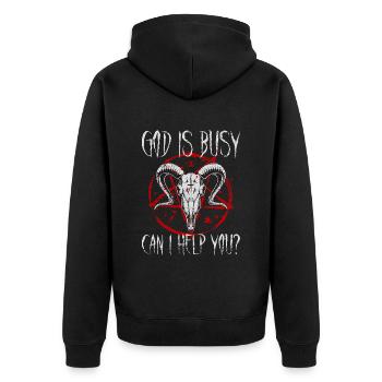 Satanist Baphomet Satanismus - Unisex Premium Bio Zip Hoodie - Schwarz - Hinten - Nico (187cm)