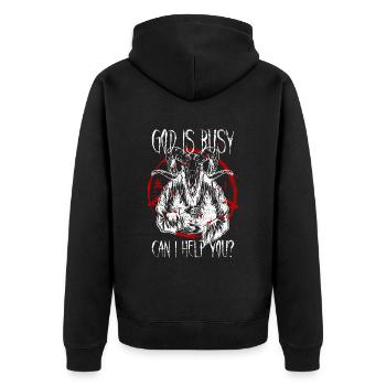 Satanist Baphomet Satanismus - Unisex Premium Bio Zip Hoodie - Schwarz - Hinten - Nico (187cm)