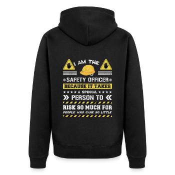 Safety Manager Sicherheitsbeauftragter - Unisex Premium Bio Zip Hoodie - Schwarz - Hinten - Nico (187cm)