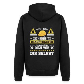 Safety Manager Sicherheitsbeauftragter - Unisex Premium Bio Zip Hoodie - Schwarz - Hinten - Nico (187cm)