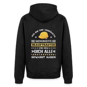 Safety Manager Sicherheitsbeauftragter - Unisex Premium Bio Zip Hoodie - Schwarz - Hinten - Nico (187cm)
