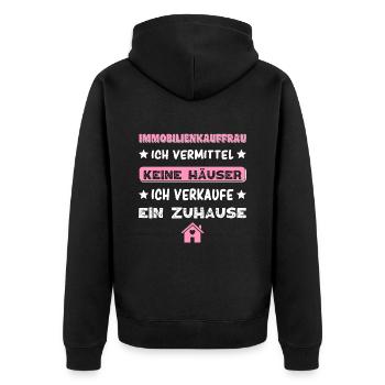 Spruch Immobilienkauffrau Immobilien Maklerin - Unisex Premium Bio Zip Hoodie - Schwarz - Hinten - Nico (187cm)