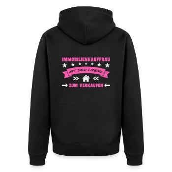 Saying Real Estate Agent Real Estate Agent - Unisex Premium Organic Zip Hoodie - black - Back - Nico (187cm)