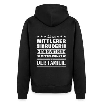 Mittelkind Sandwichkind Mittlerer Bruder - Unisex Premium Bio Zip Hoodie - Schwarz - Hinten - Nico (187cm)