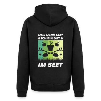 Gärtner Ich Bin Gut Im Beet - Unisex Premium Bio Zip Hoodie - Schwarz - Hinten - Nico (187cm)