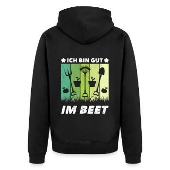 Gärtner Ich Bin Gut Im Beet - Unisex Premium Bio Zip Hoodie - Schwarz - Hinten - Nico (187cm)