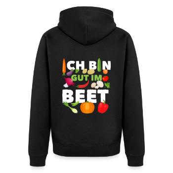 Gärtner Ich Bin Gut Im Beet - Unisex Premium Bio Zip Hoodie - Schwarz - Hinten - Nico (187cm)