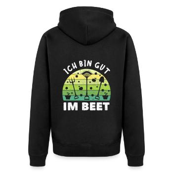 Gärtner Ich Bin Gut Im Beet - Unisex Premium Bio Zip Hoodie - Schwarz - Hinten - Nico (187cm)