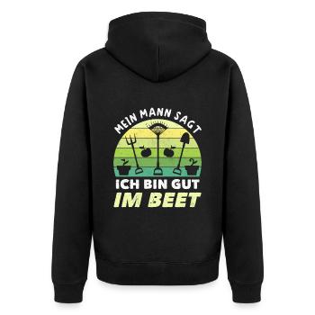 Gärtner Ich Bin Gut Im Beet - Unisex Premium Bio Zip Hoodie - Schwarz - Hinten - Nico (187cm)