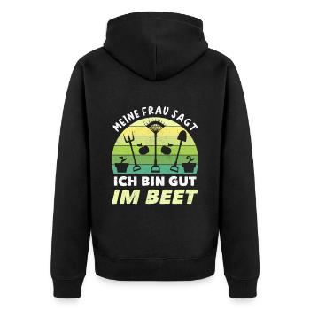 Gärtner Ich Bin Gut Im Beet - Unisex Premium Bio Zip Hoodie - Schwarz - Hinten - Nico (187cm)