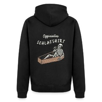 Skelett Offizielles Schlafshirt - Unisex Premium Bio Zip Hoodie - Schwarz - Hinten - Nico (187cm)