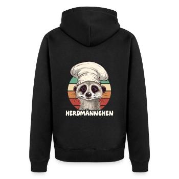 Herdmännchen Erdmännchen Koch - Unisex Premium Bio Zip Hoodie - Schwarz - Hinten - Nico (187cm)