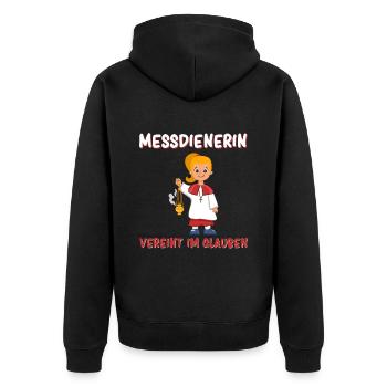 Messdiener Im Glauben Vereint - Unisex Premium Bio Zip Hoodie - Schwarz - Hinten - Nico (187cm)