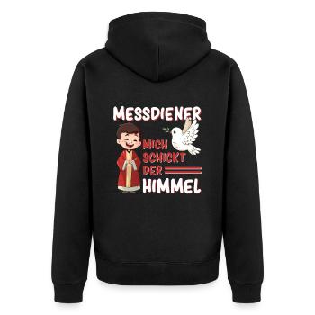 Ministrant Messdiener Mich Schickt Der Himmel - Unisex Premium Bio Zip Hoodie - Schwarz - Hinten - Nico (187cm)