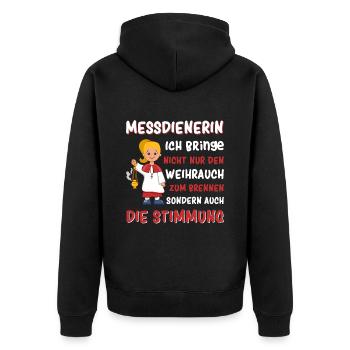Messdienerin Messdiener - Unisex Premium Bio Zip Hoodie - Schwarz - Hinten - Nico (187cm)