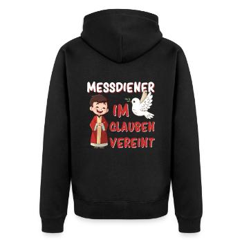Messdiener Im Glauben Vereint - Unisex Premium Bio Zip Hoodie - Schwarz - Hinten - Nico (187cm)
