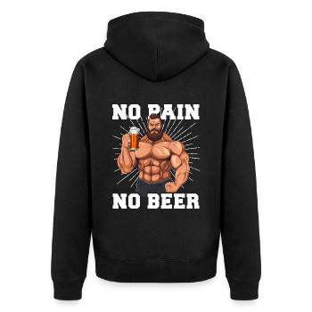 Bodybuilder Gym Bier No Pain No Beer - Unisex Premium Organic Zip Hoodie - black - Back - Nico (187cm)