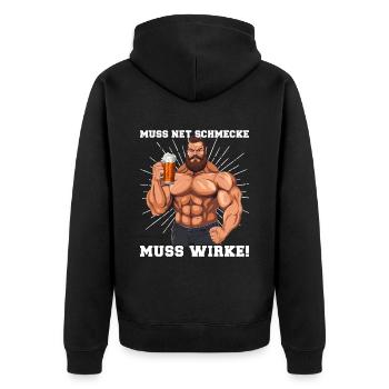 Bodybuilder Must Taste Net Must Work - Unisex Premium Organic Zip Hoodie - black - Back - Nico (187cm)