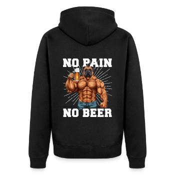 Bodybuilder Gym Bier No Pain No Beer - Veste à capuche bio Premium Unisexe - noir - Dos - Nico (187cm)