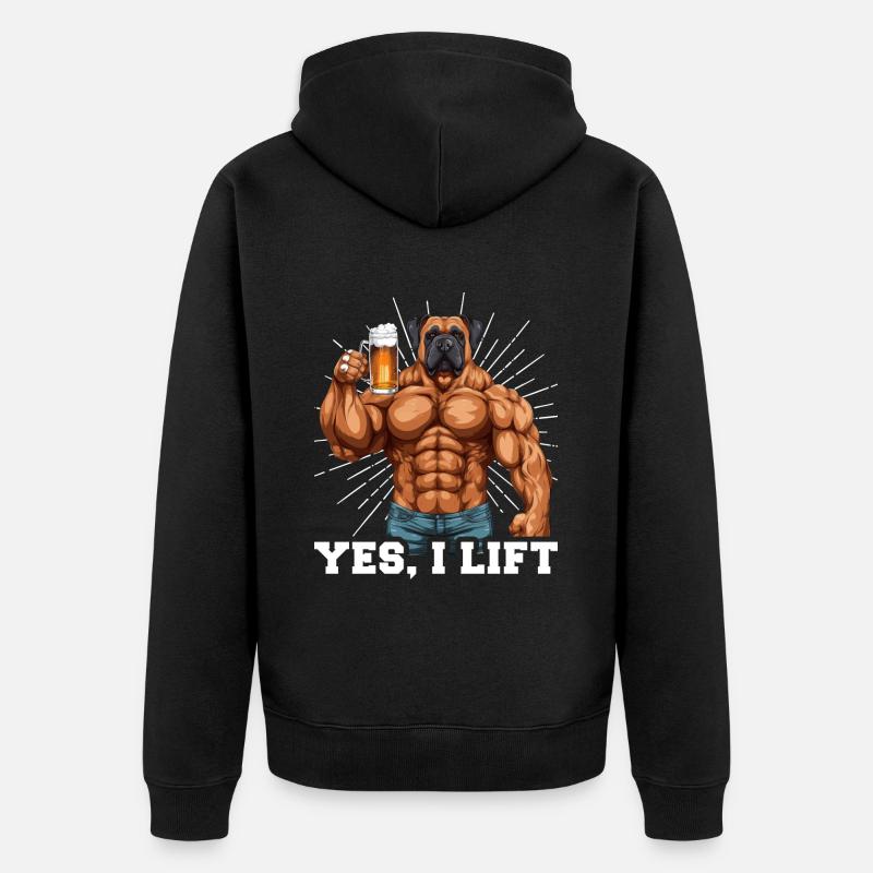 Bodybuilder Gym Bière | Oui J’élève - Veste à capuche bio Premium Unisexe - noir